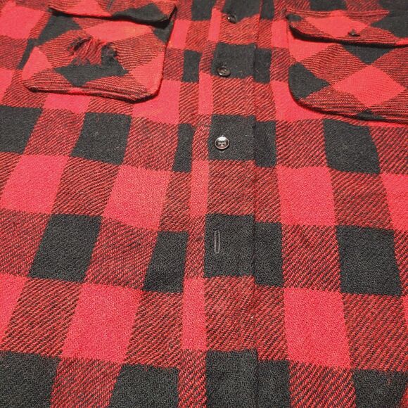 Vintage Sears King Road Shop Mens Large Button Flannel Full Cut Long Sleeve 70s - Picture 7 of 9